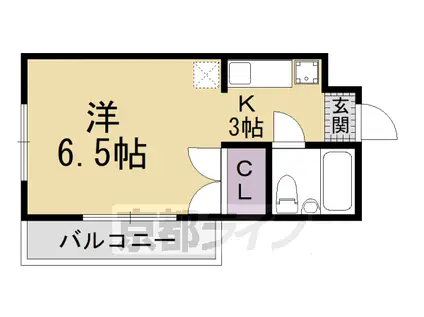 京阪電気鉄道京阪線 清水五条駅 徒歩7分 4階建 築39年(1K/4階)の間取り写真