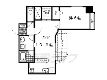 京都市烏丸線 丸太町駅(京都市営) 徒歩9分 10階建 築35年(1LDK/3階)の間取り写真