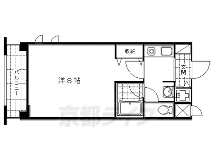 京都市烏丸線 五条駅(京都市営) 徒歩1分 11階建 築24年(1K/9階)の間取り写真