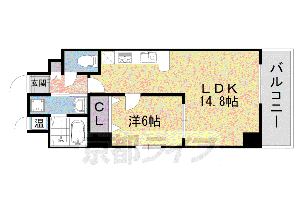 阪急電鉄京都線 大宮駅(京都) 徒歩9分 7階建 築20年(1LDK/3階)の間取り写真