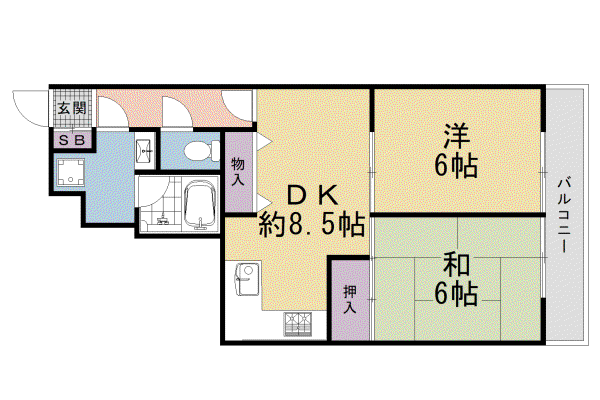 シェモア御池衣棚(2DK/3階)の間取り写真