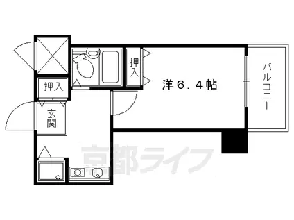 京都市烏丸線 烏丸御池駅 徒歩7分 8階建 築35年(1K/2階)の間取り写真