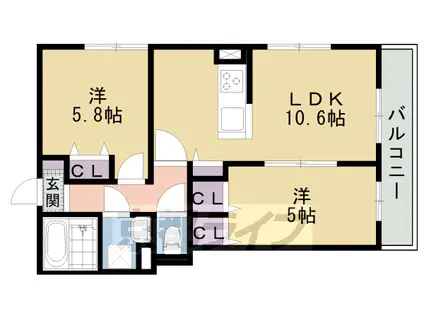 HIGHBRIDGE・GRANDE(2LDK/2階)の間取り写真