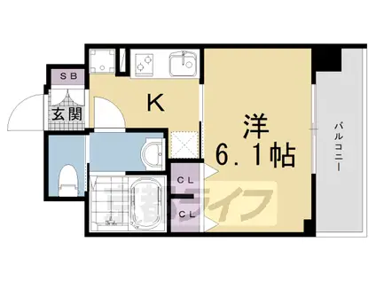 京都市烏丸線 九条駅(京都) 徒歩6分 7階建 築2年(1K/1階)の間取り写真