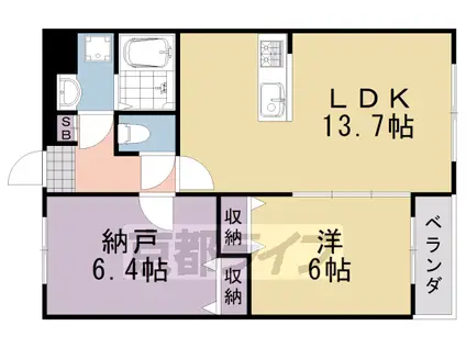 阪急電鉄京都線 桂駅 徒歩15分 5階建 築2年(1SLDK/1階)の間取り写真