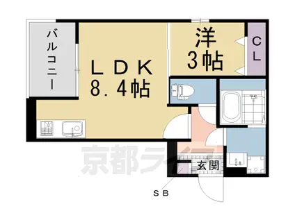 京阪電気鉄道宇治線 観月橋駅 徒歩11分 3階建 築3年(1LDK/2階)の間取り写真