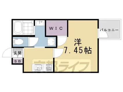 京福北野線 北野白梅町駅 徒歩19分 4階建 築3年(1K/4階)の間取り写真