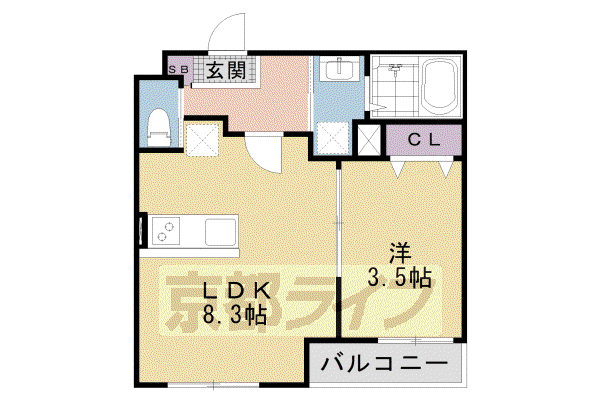 京阪電気鉄道京阪線 七条駅 徒歩7分 3階建 築3年(1LDK/1階)の間取り写真