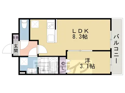 RA GRANDE 京都東山(1LDK/3階)の間取り写真