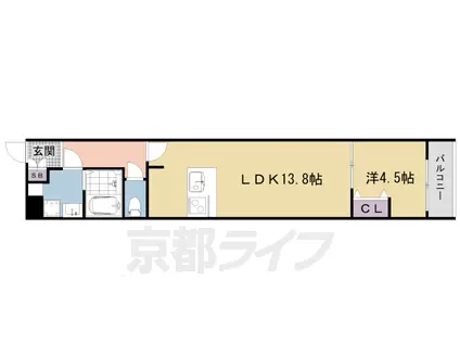 京都市烏丸線 鞍馬口駅 徒歩12分 3階建 築3年(1LDK/3階)の間取り写真