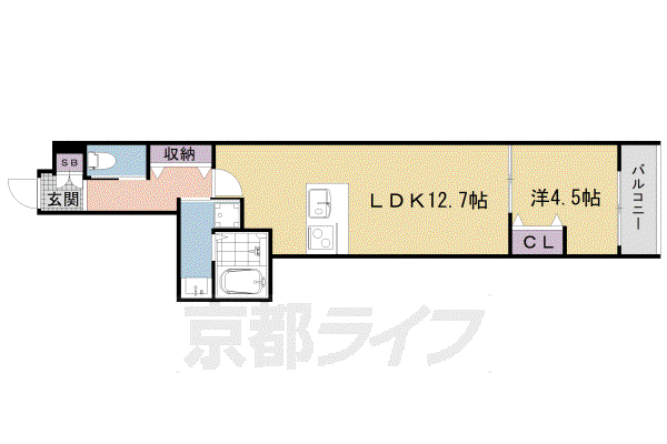 京都市烏丸線 鞍馬口駅 徒歩12分 3階建 築3年(1LDK/2階)の間取り写真
