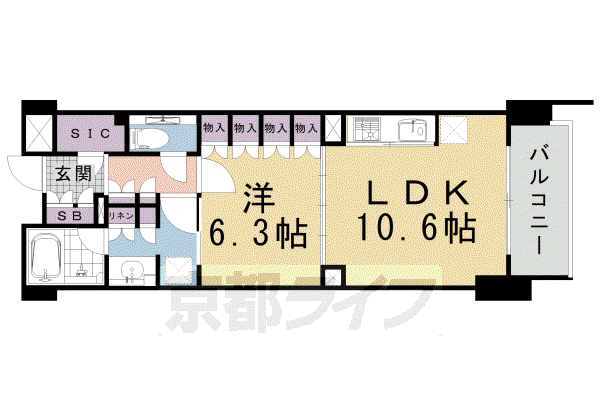 京阪電気鉄道京阪線 清水五条駅 徒歩6分 11階建 築3年(1LDK/8階)の間取り写真