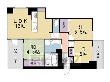 京福嵐山本線 西院駅(京福) 徒歩3分 11階建 築20年(3LDK/2階)の間取り写真