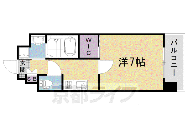 ソルテラス嵯峨嵐山(1K/2階)の間取り写真