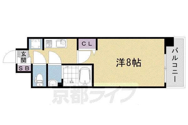 山陰本線 嵯峨嵐山駅 徒歩10分 5階建 築3年(1K/5階)の間取り写真