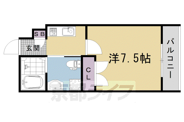 阪急電鉄京都線 西院駅(阪急) 徒歩13分 5階建 築3年(1K/5階)の間取り写真