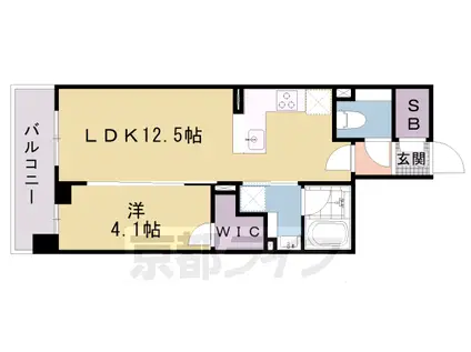 東海道本線 京都駅 徒歩10分 10階建 築3年(1LDK/6階)の間取り写真