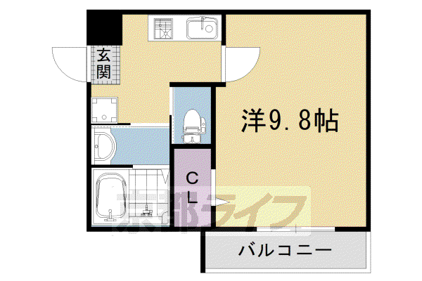 阪急電鉄京都線 大宮駅(京都) 徒歩8分 4階建 築3年(1K/3階)の間取り写真