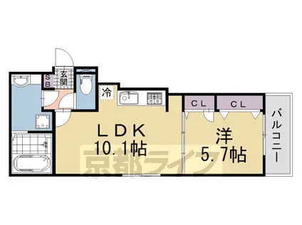 京阪電気鉄道宇治線 六地蔵駅(京阪) 徒歩4分 3階建 築1年(1LDK/2階)の間取り写真