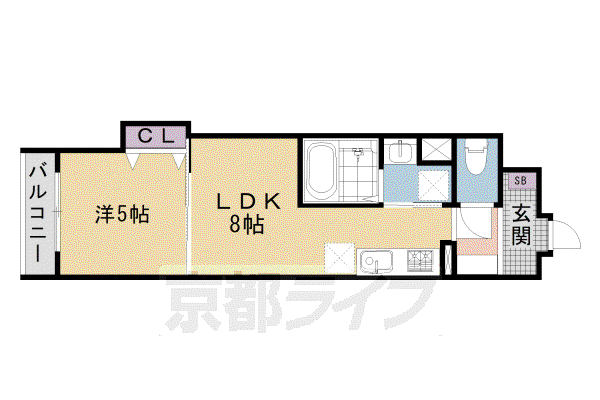 東海道本線 西大路駅 徒歩15分 6階建 築3年(1DK/4階)の間取り写真