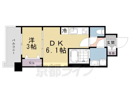 京都市烏丸線 十条駅(京都市営) 徒歩3分 11階建 築2年(1DK/6階)の間取り写真