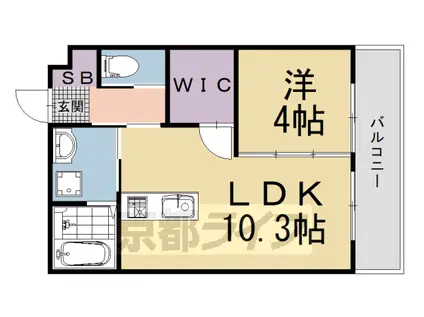 京阪電気鉄道京津線 四宮駅 徒歩3分 3階建 築3年(1LDK/2階)の間取り写真