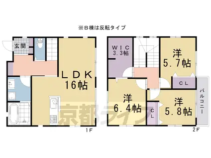 阪急電鉄京都線 西山天王山駅 徒歩15分 2階建 築2年(3LDK)の間取り写真