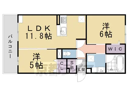 阪急電鉄嵐山線 上桂駅 徒歩13分 3階建 築1年(2LDK/3階)の間取り写真