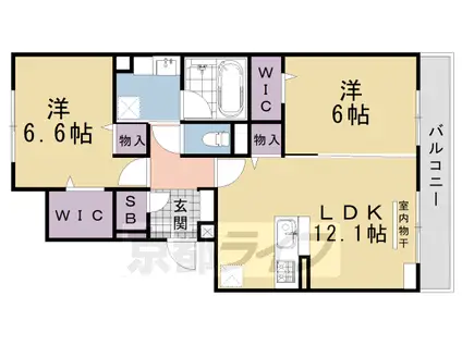 リヴェール京都桂(2LDK/2階)の間取り写真
