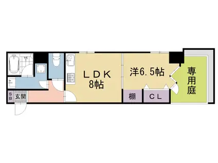京都市烏丸線 烏丸御池駅 徒歩10分 6階建 築37年(1LDK/1階)の間取り写真