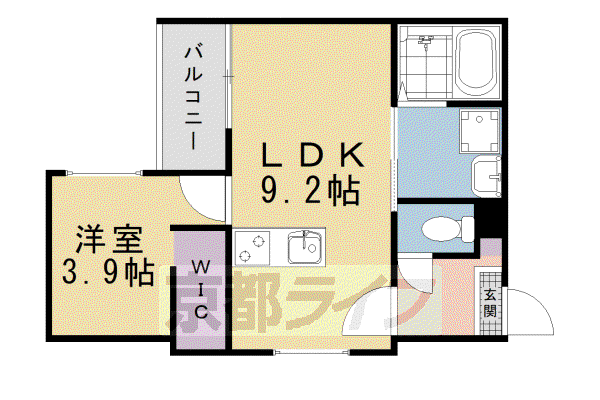 近鉄京都線 伏見駅(京都) 徒歩8分 3階建 築2年(1LDK/2階)の間取り写真