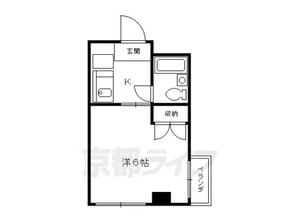 京都市烏丸線 丸太町駅(京都市営) 徒歩10分 5階建 築40年(1K/3階)の間取り写真