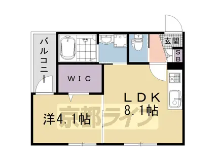 阪急電鉄京都線 西院駅(阪急) 徒歩9分 3階建 築1年(1LDK/2階)の間取り写真