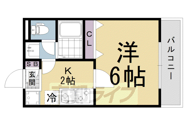 京都市東西線 石田駅(京都市営) 徒歩14分 3階建 築3年(1K/2階)の間取り写真