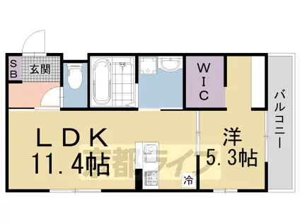 京都市東西線 御陵駅 徒歩18分 3階建 築3年(1LDK/3階)の間取り写真