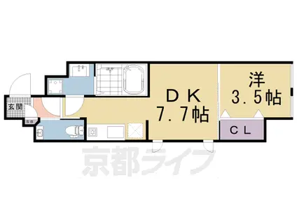 東海道本線 京都駅 徒歩10分 5階建 築3年(1DK/4階)の間取り写真