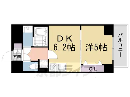 叡山電鉄 一乗寺駅 徒歩5分 5階建 築3年(1DK/2階)の間取り写真