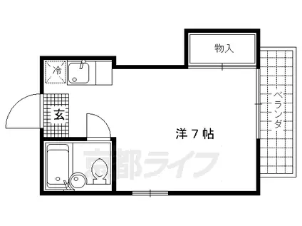 京都市烏丸線 丸太町駅(京都市営) 徒歩13分 4階建 築43年(1K/4階)の間取り写真