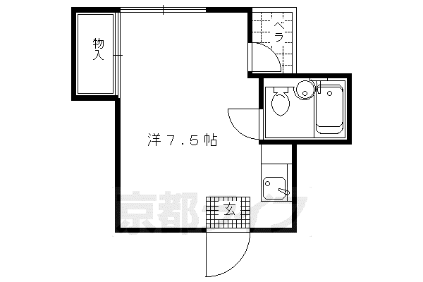 サンローズ(ワンルーム/2階)の間取り写真