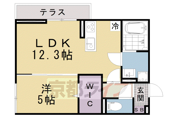 アリア大江(1LDK/1階)の間取り写真