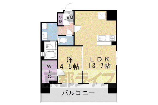 京阪電気鉄道京阪線 清水五条駅 徒歩5分 9階建 築3年(1LDK/5階)の間取り写真