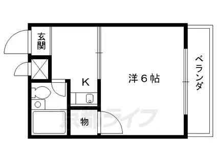 叡山電鉄 一乗寺駅 徒歩3分 3階建 築38年(1K/3階)の間取り写真