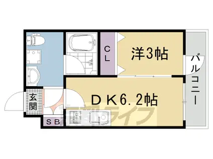 阪急電鉄京都線 西院駅(阪急) 徒歩13分 5階建 築3年(1DK/3階)の間取り写真