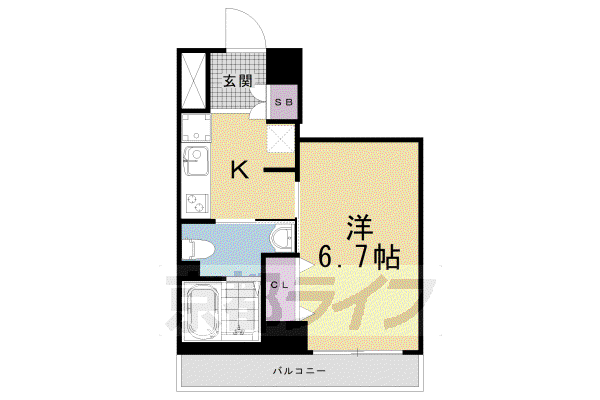 京阪電気鉄道京阪線 清水五条駅 徒歩6分 3階建 築2年(1K/1階)の間取り写真