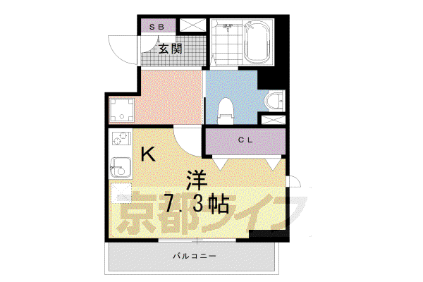 京阪電気鉄道京阪線 清水五条駅 徒歩6分 3階建 築2年(ワンルーム/3階)の間取り写真