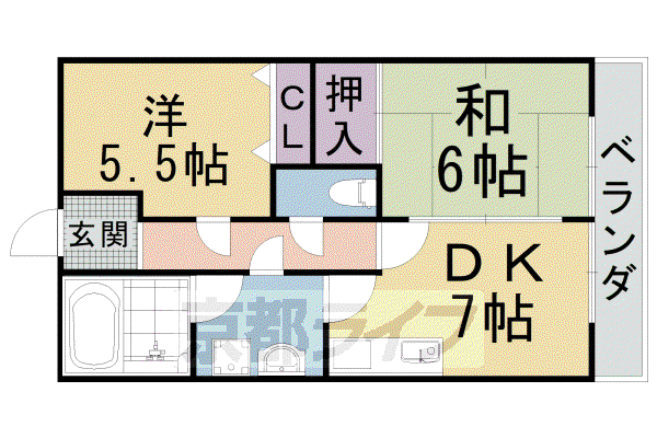 山陰本線 太秦駅(JR) 徒歩12分 4階建 築38年(2DK/1階)の間取り写真