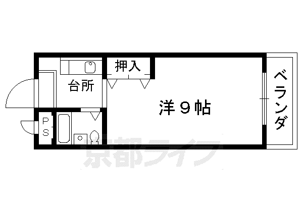 京都市烏丸線 北大路駅 徒歩20分 3階建 築40年(1K/3階)の間取り写真