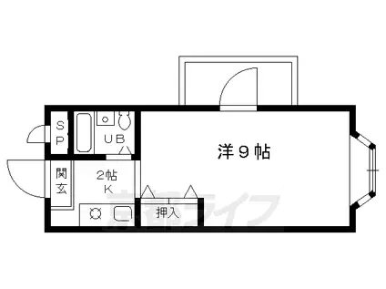 京都市烏丸線 北大路駅 徒歩20分 3階建 築39年(1K/2階)の間取り写真
