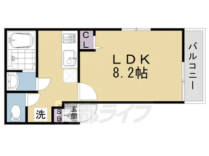 NEXT LIFE 太秦天神川Ⅱ(1K/4階)の間取り写真