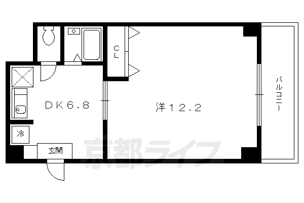 京阪電気鉄道鴨東線 神宮丸太町駅 徒歩5分 4階建 築33年(1DK/4階)の間取り写真